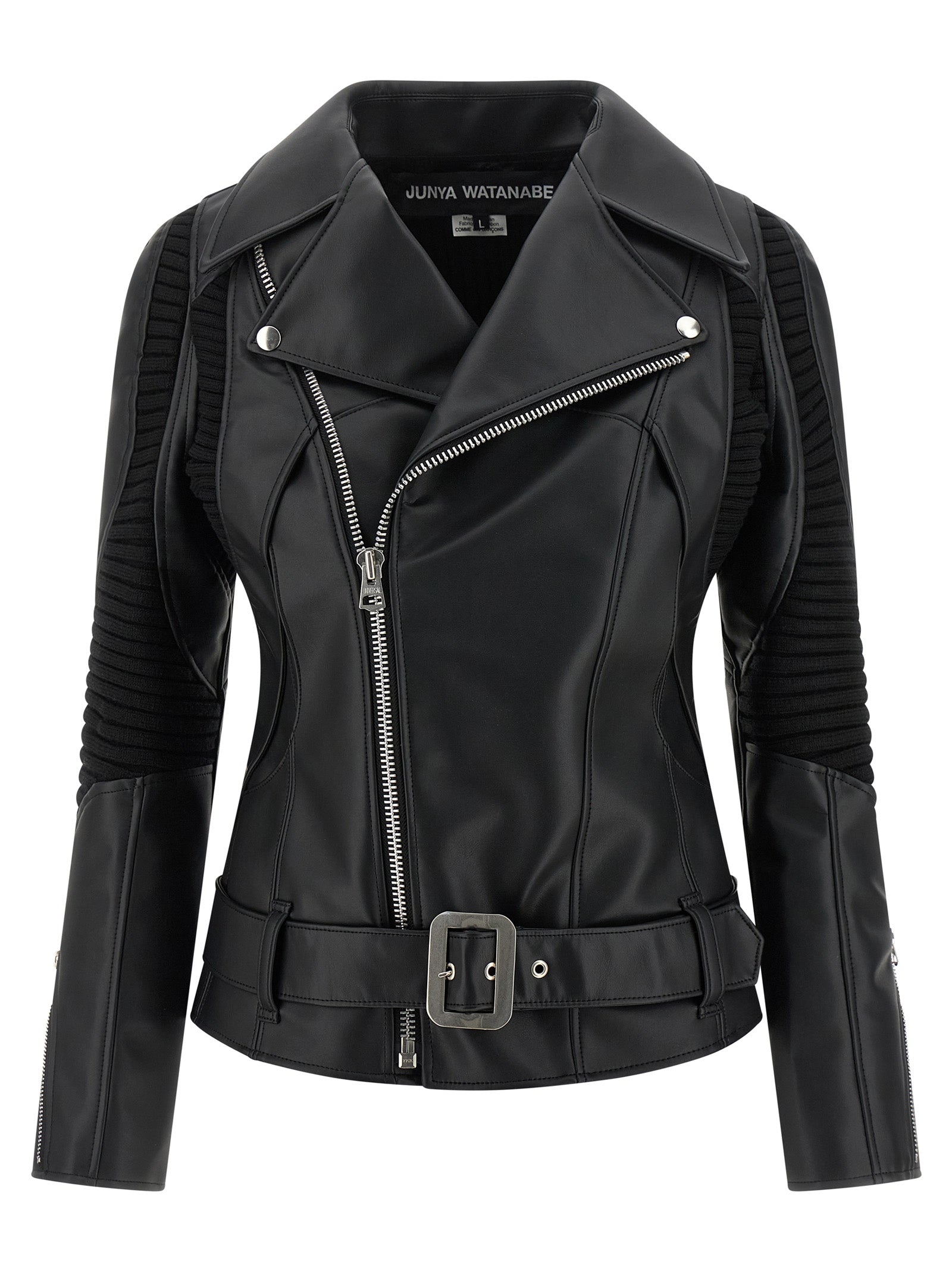 Synthetic Leather Biker Jacket — Black