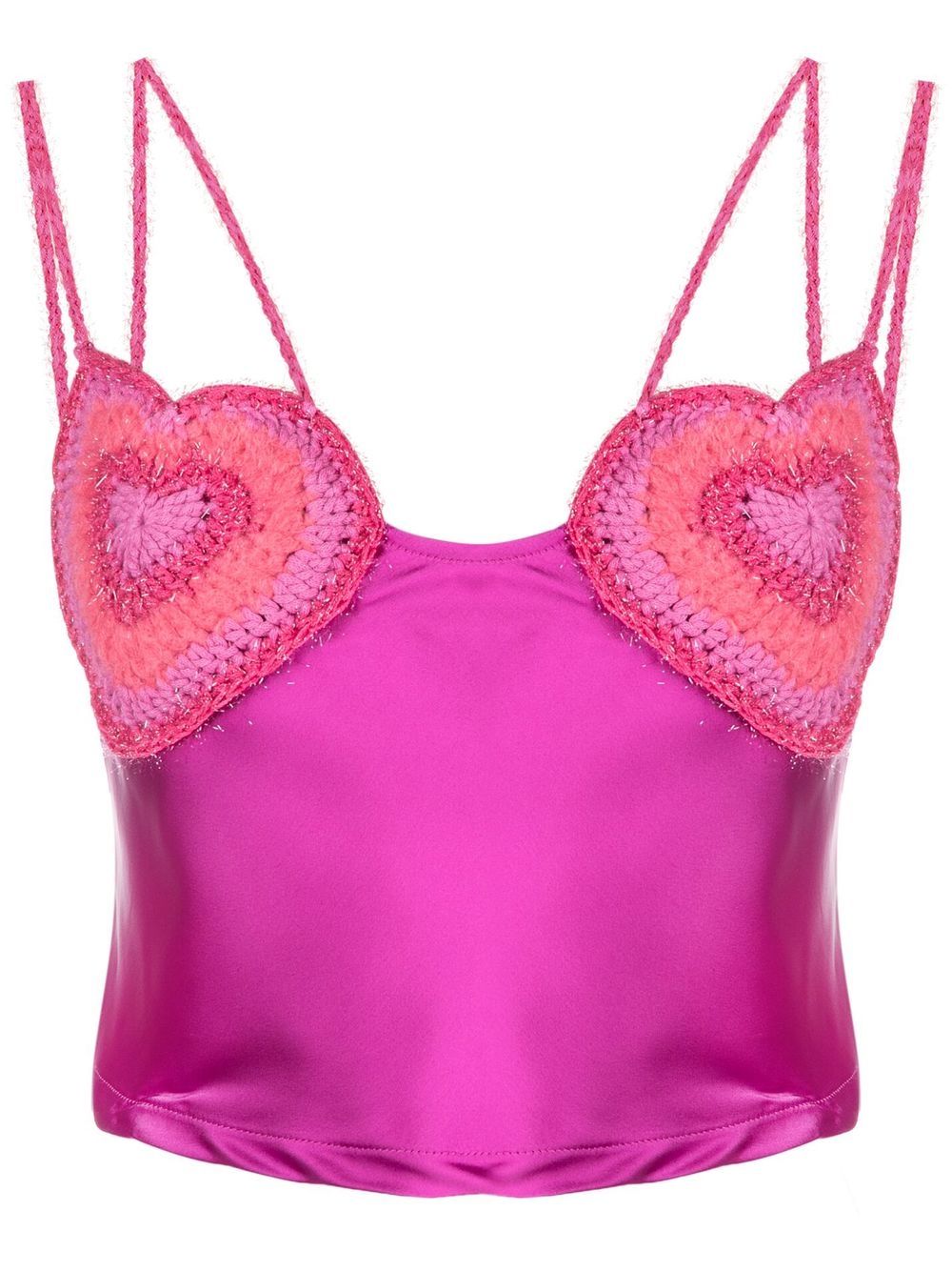 Heart-crochet cropped camisole - Pink