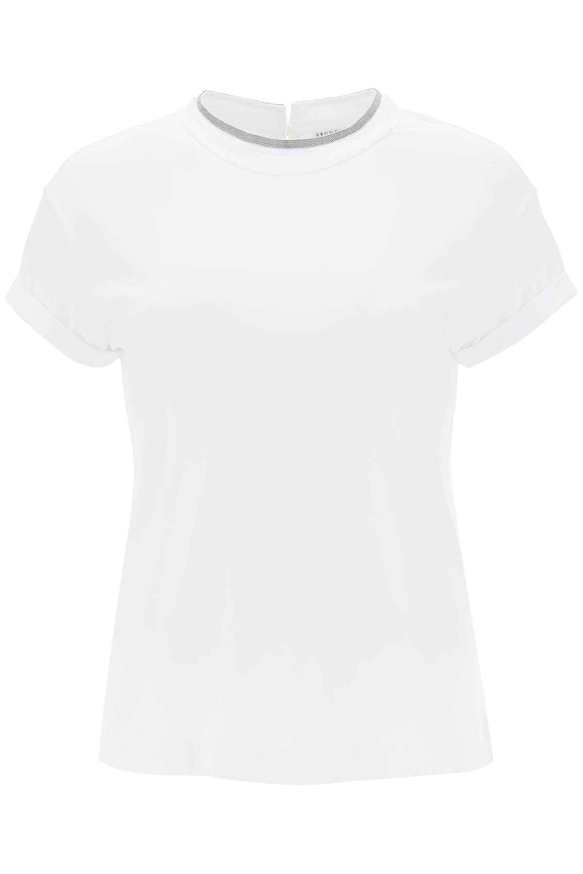Chain-trim round-neck T-shirt
