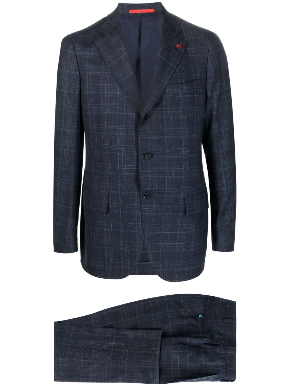 Check-pattern single-breasted blazer - Blue