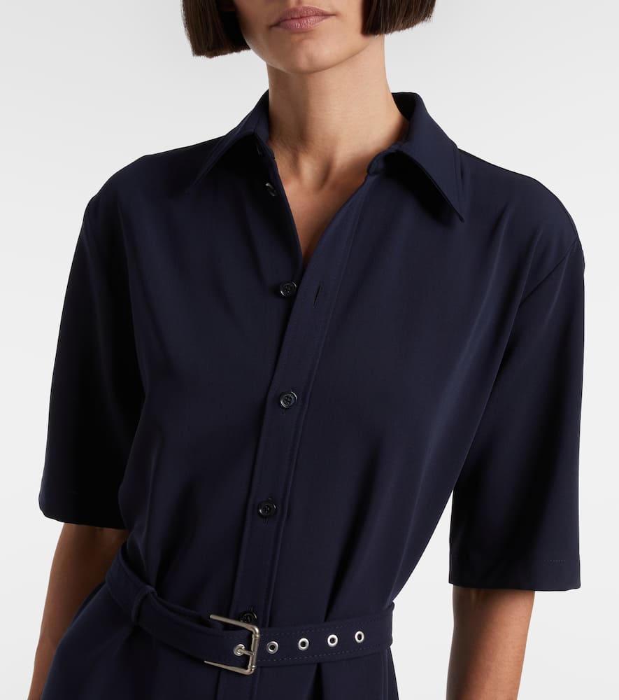 Belted wool midi dress