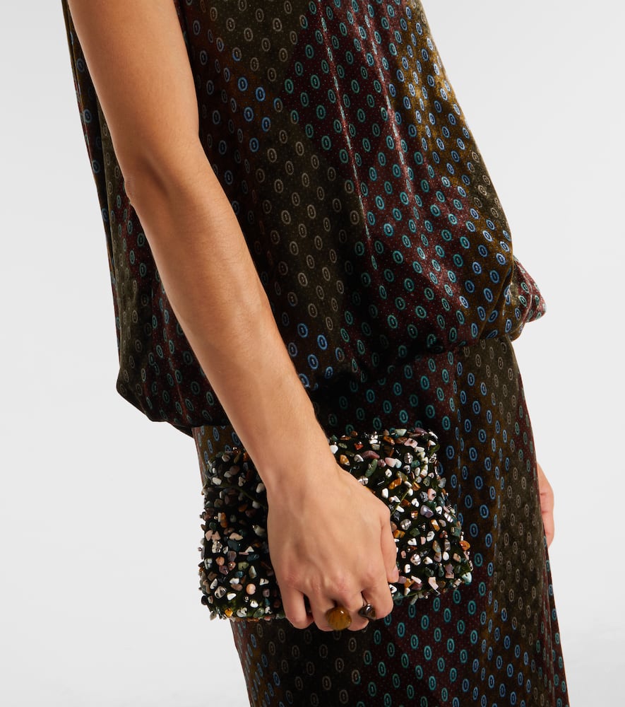 Printed satin maxi dress