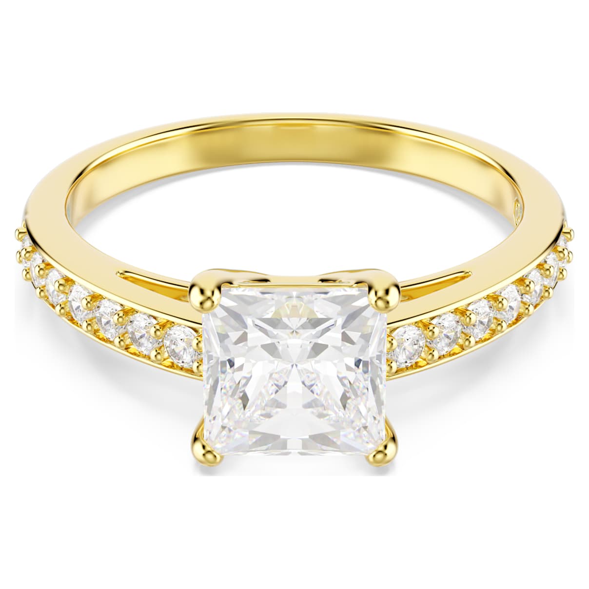 Attract ring, Square cut, Pavé, White, 18K gold finish