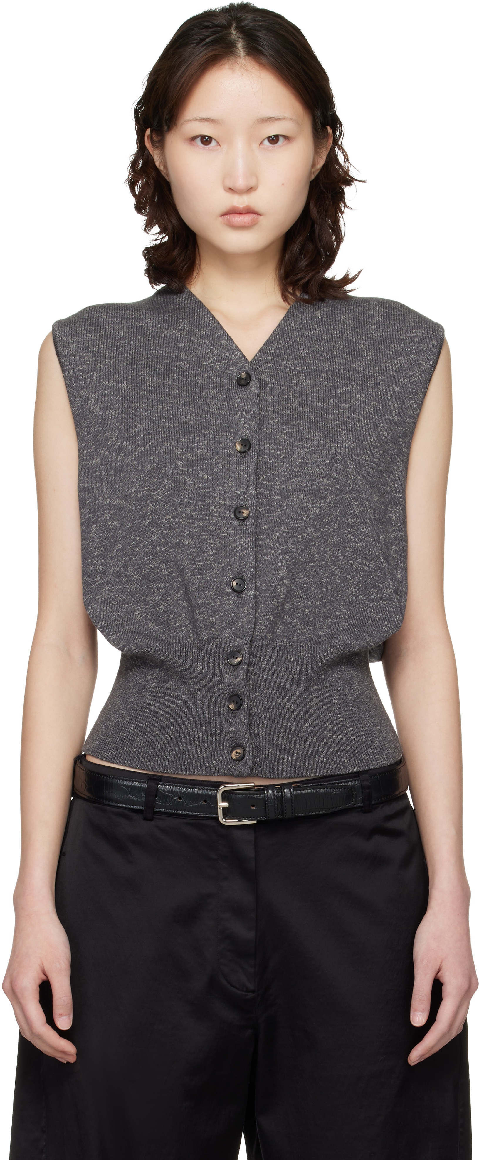 Gray Flecked Cotton Waistcoat