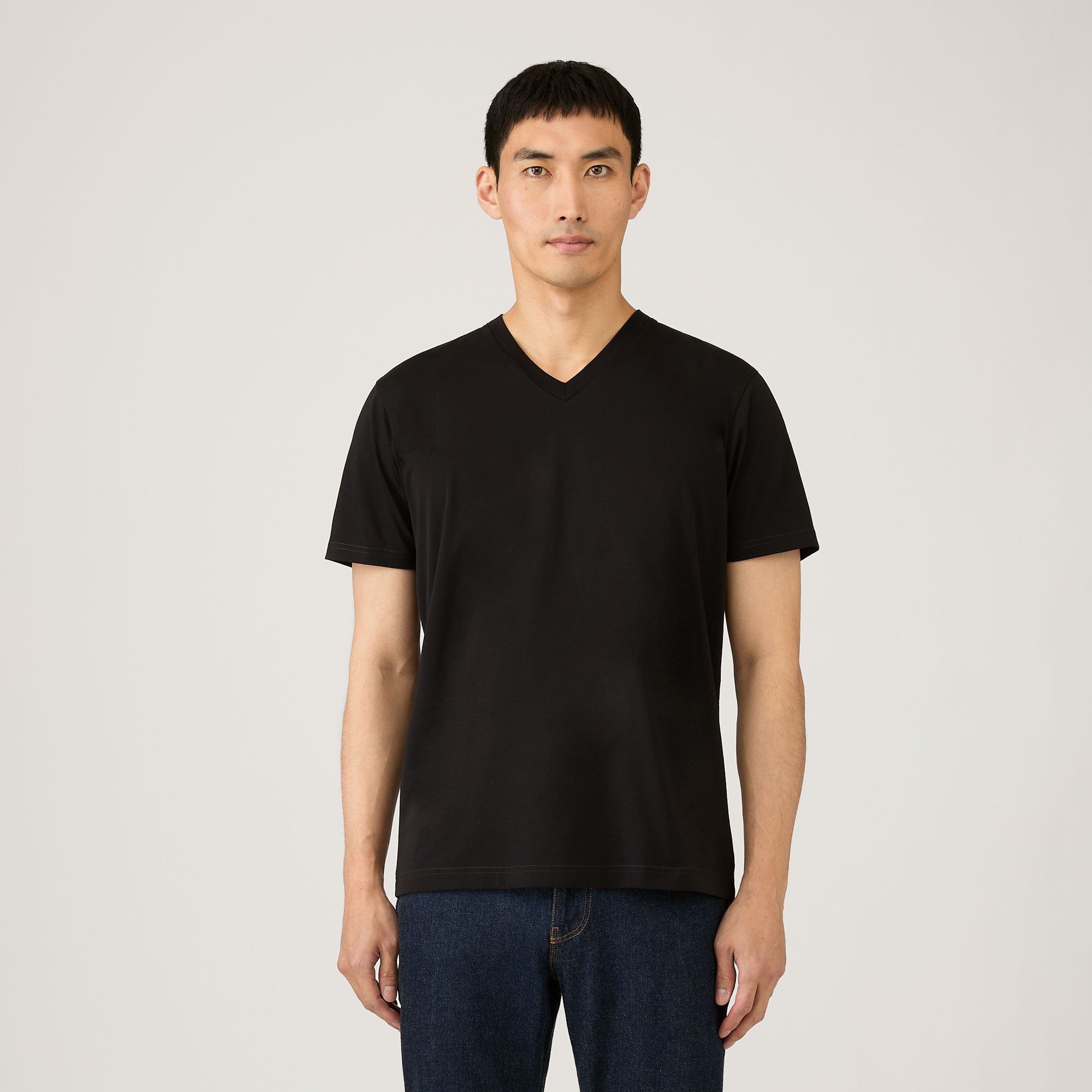 Men's Riviera Midweight V‑neck T‑shirt in Black XL