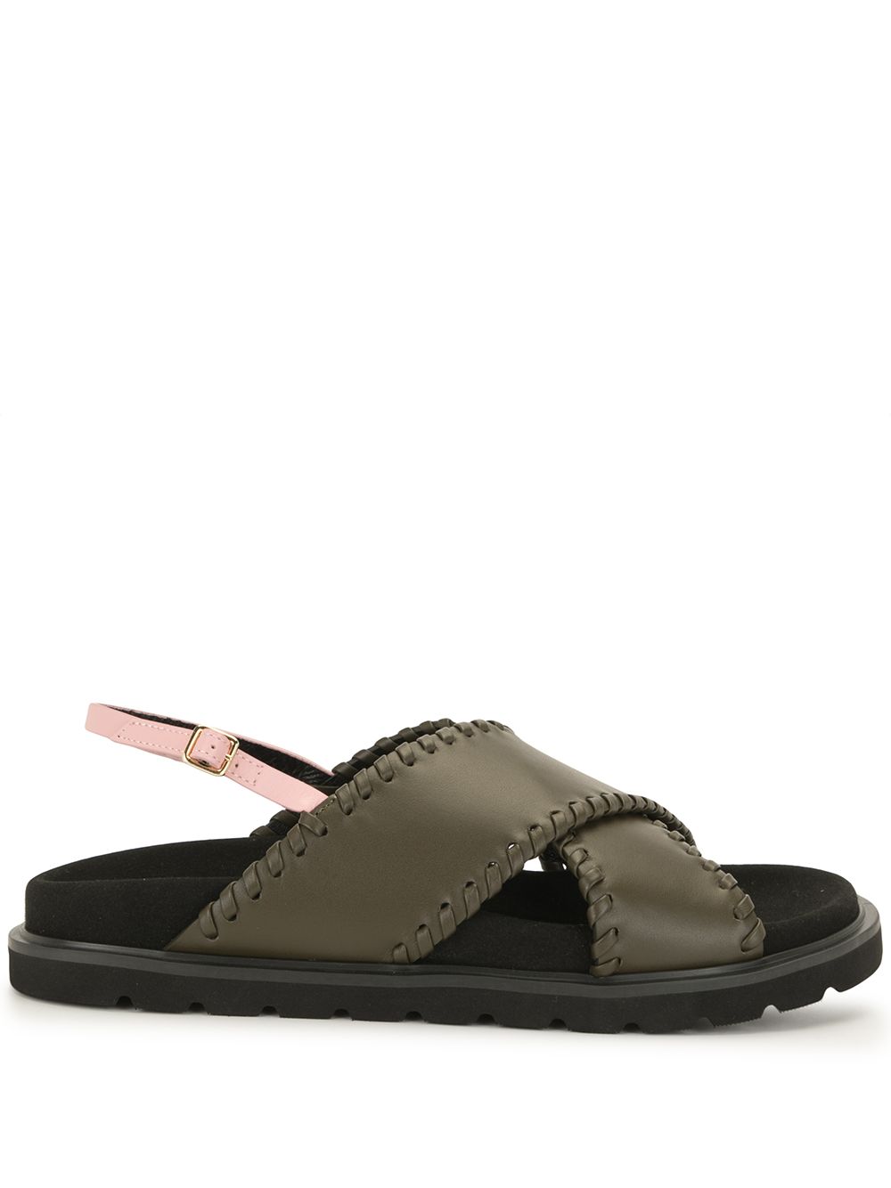 Leather crossover sandals - Green