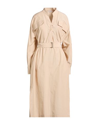 Woman Midi dress Sand Size 8 Cotton, Polyester