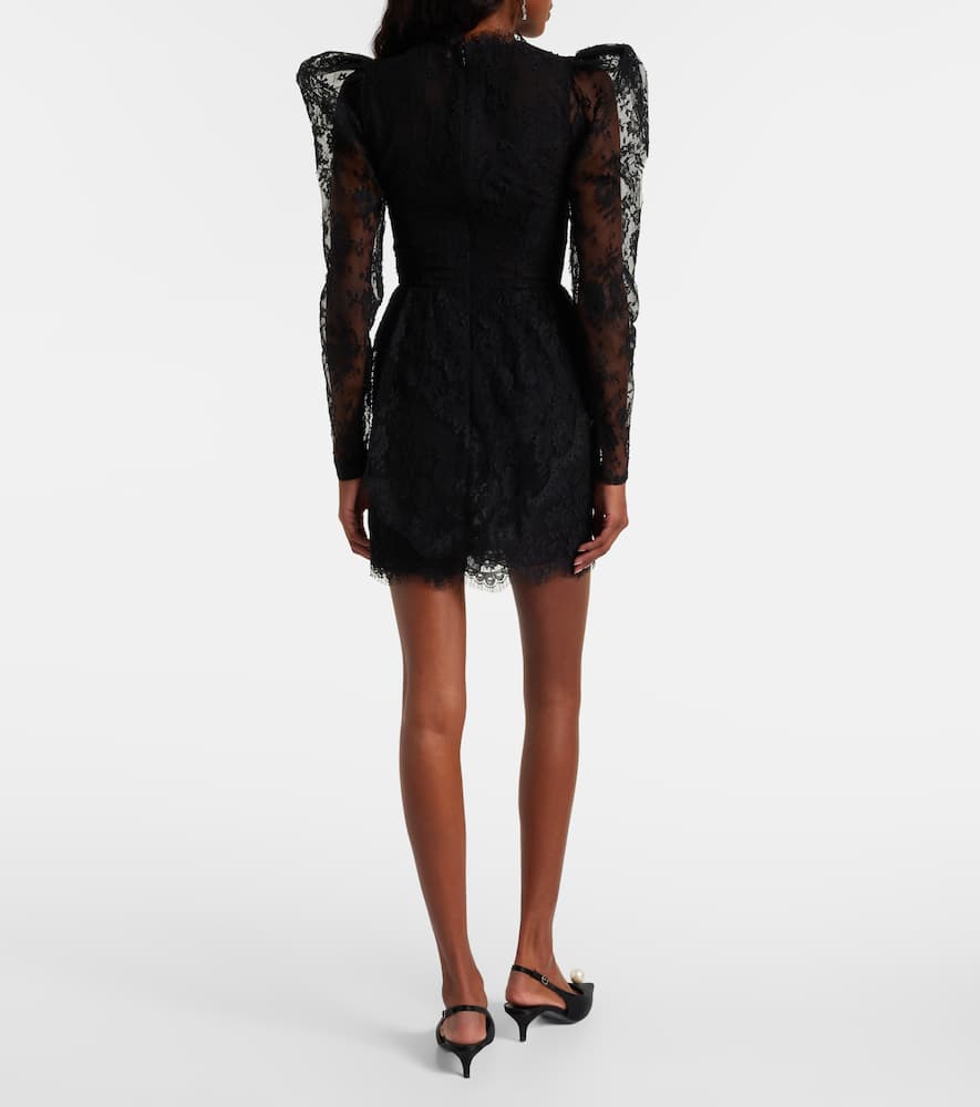 Bow-detail lace minidress