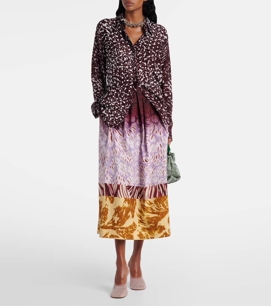 Printed cotton maxi skirt