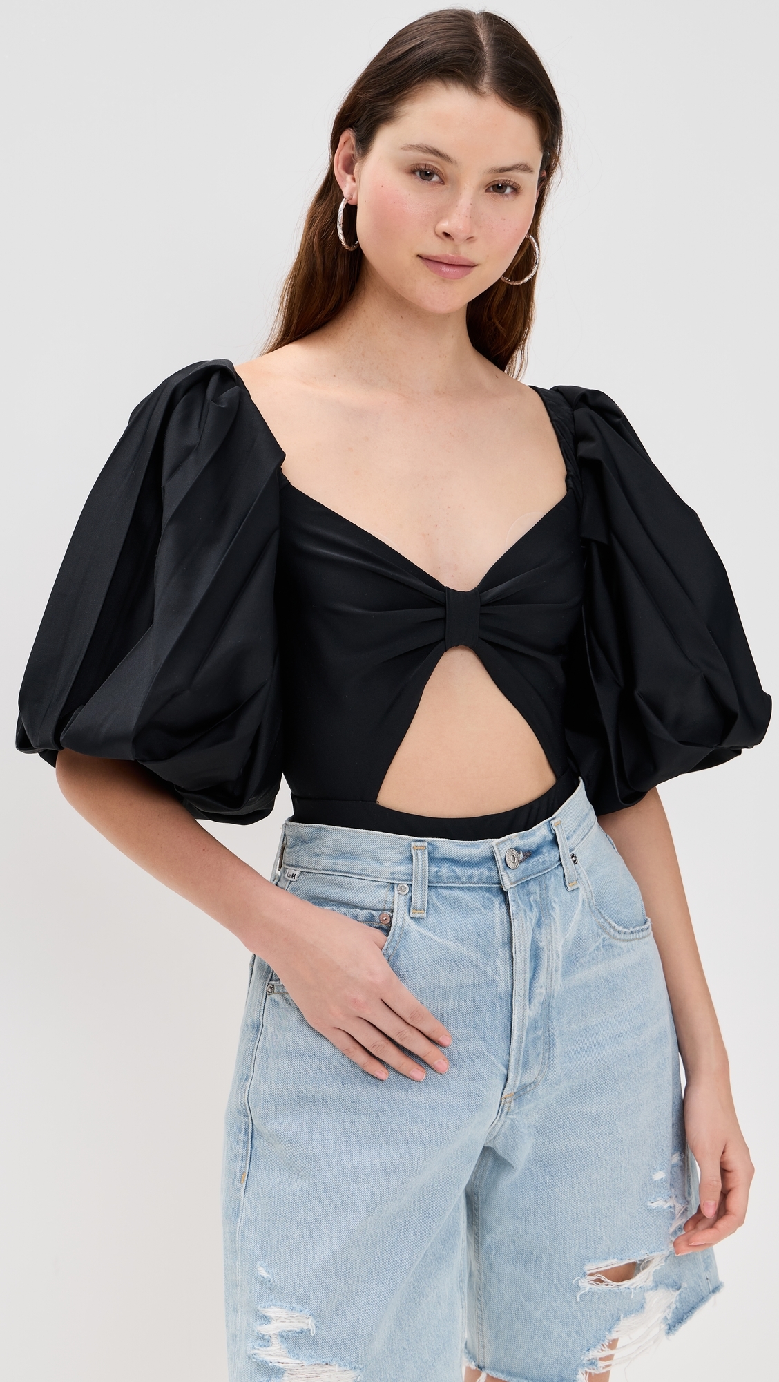 Fe Noel Puff Sleeve Bodysuit Black
