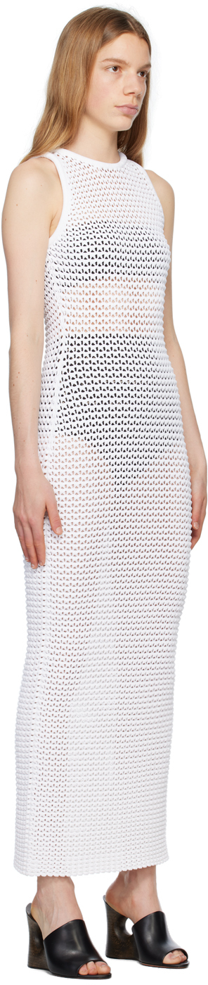 White 3D Waffle Maxi Dress