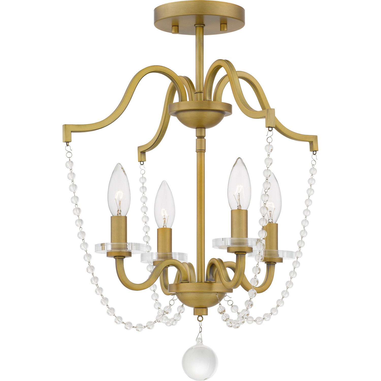 Sunday 4-Light Semi-Flush Mount in Aged Bra
