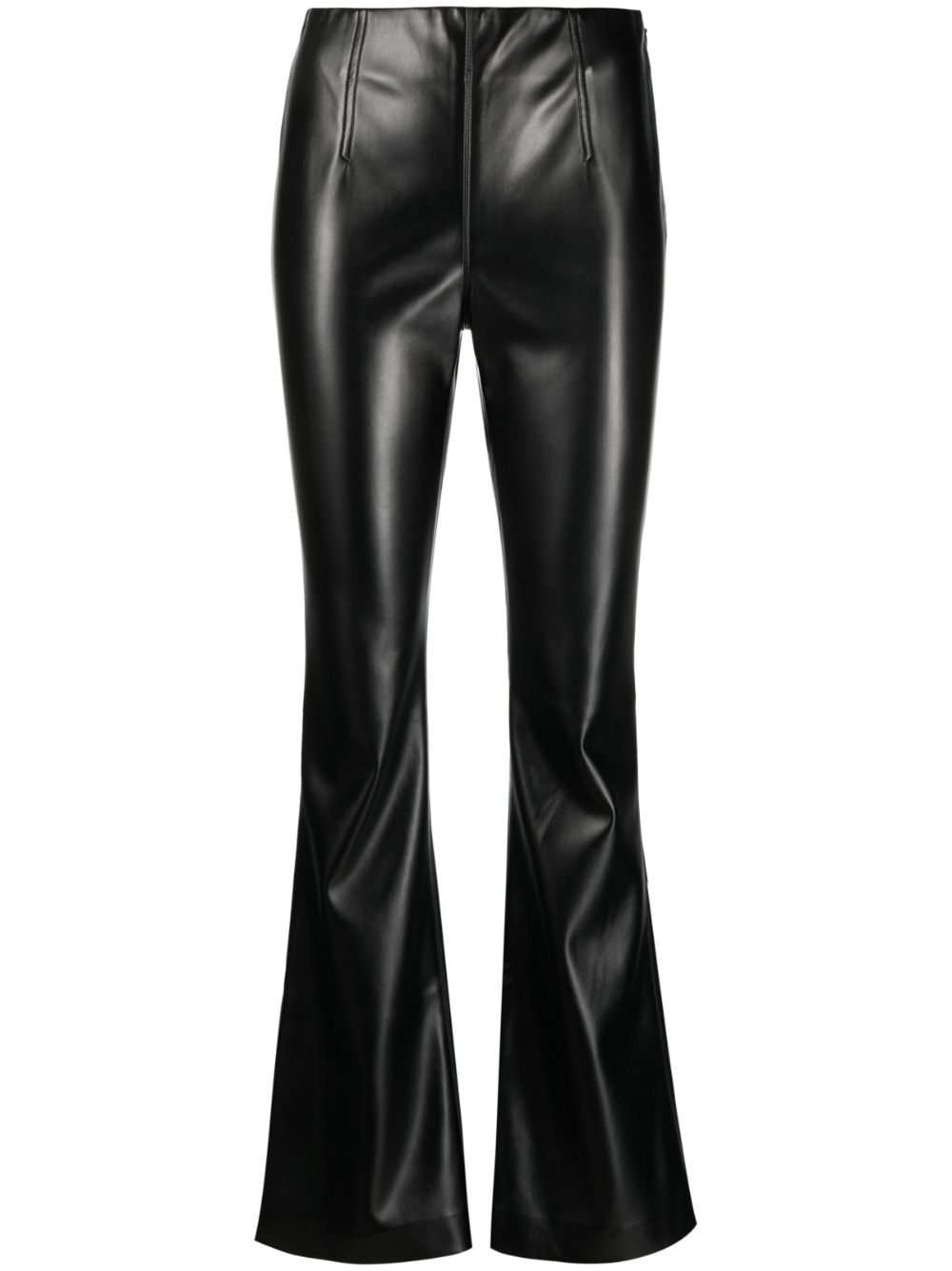 Faux-leather flared trousers - Black