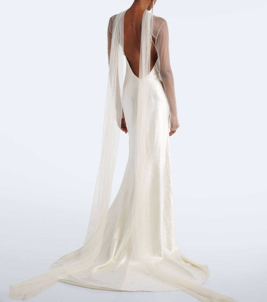 Bridal Mari caped wool and silk gown