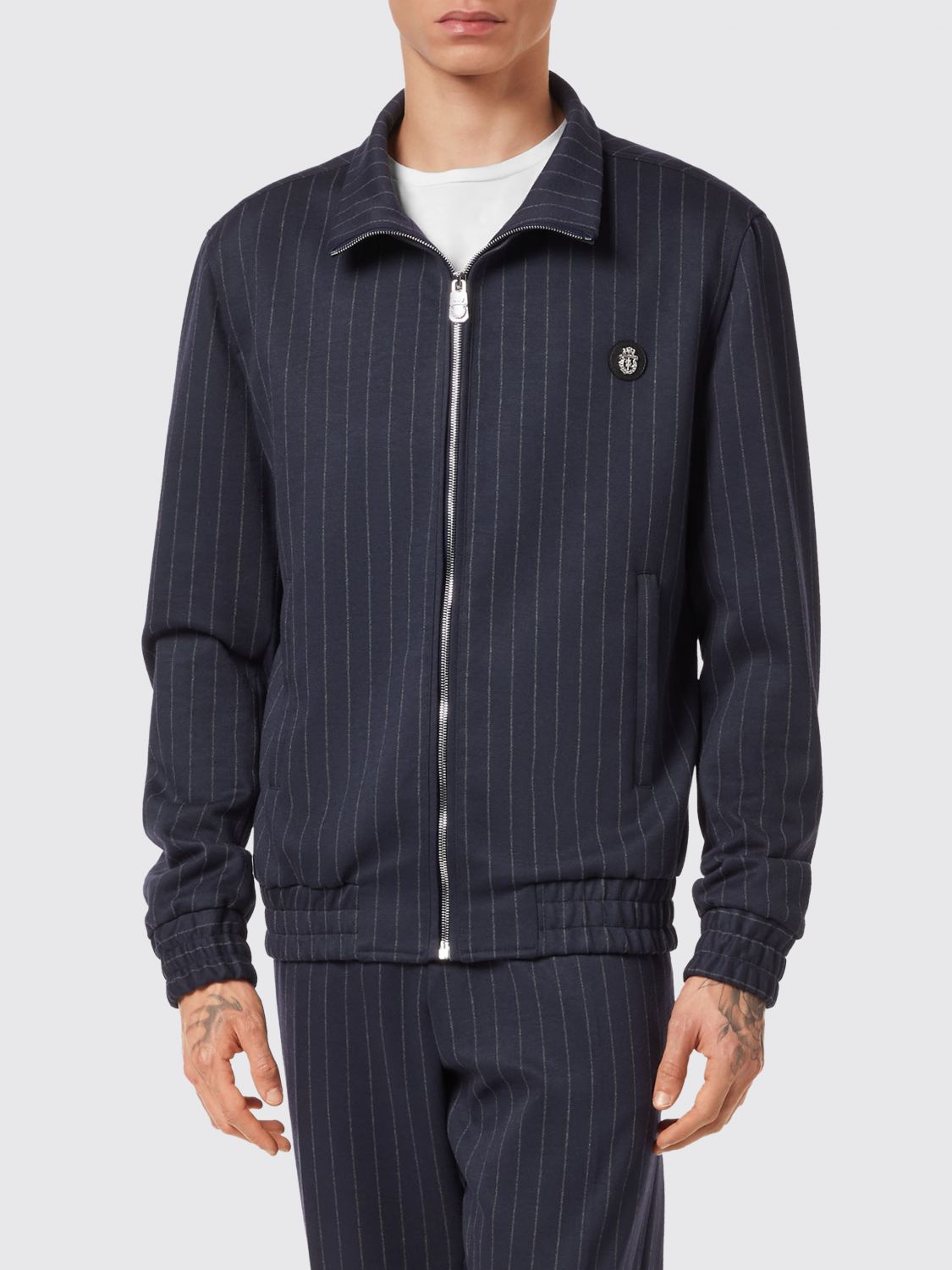 Pinstripe zip-up jacket - Grey