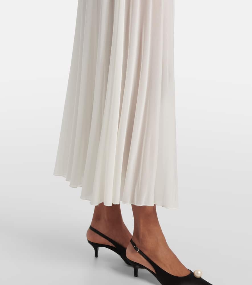 Ruched sheer high-neck maxi dress