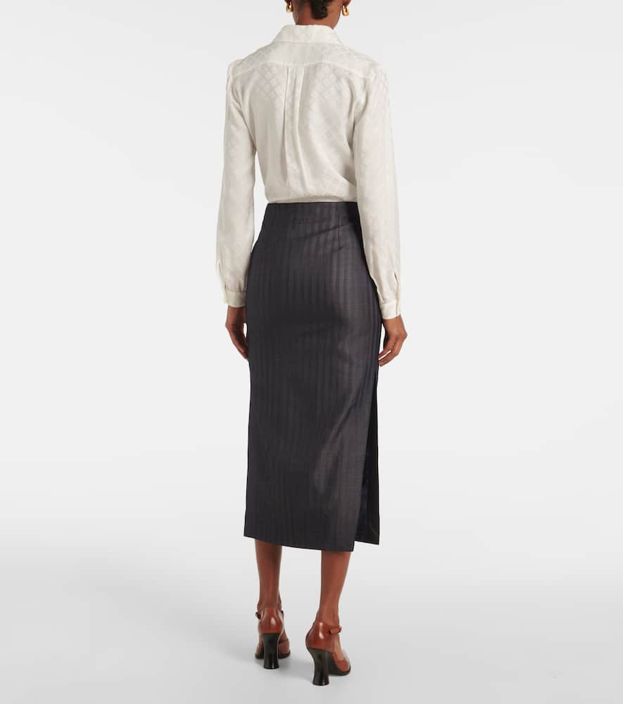 Wool-blend pencil skirt