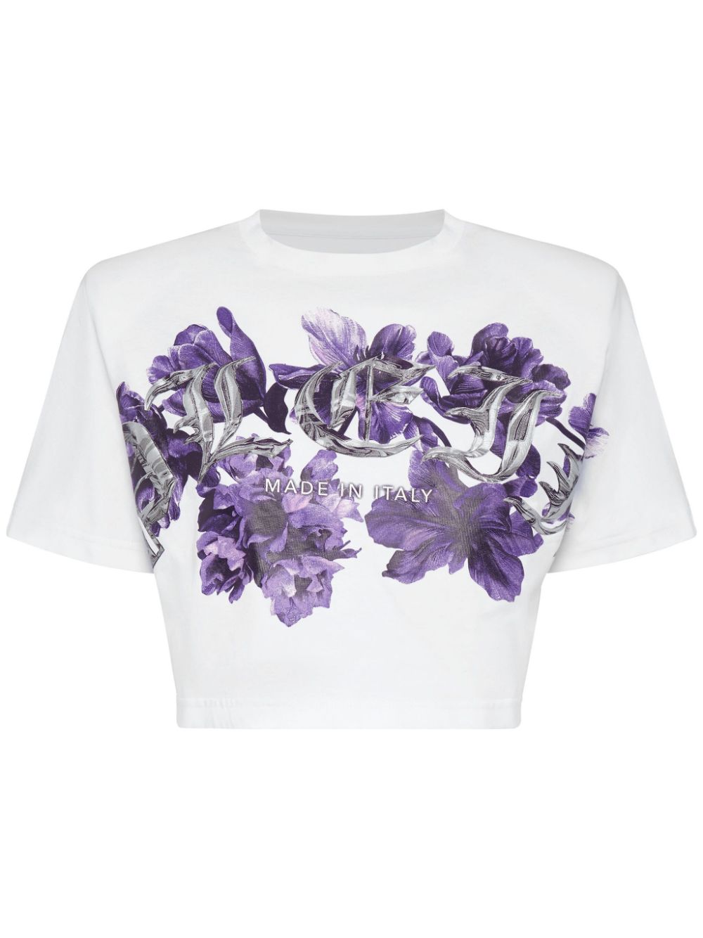 Logo-print cotton crop top - White