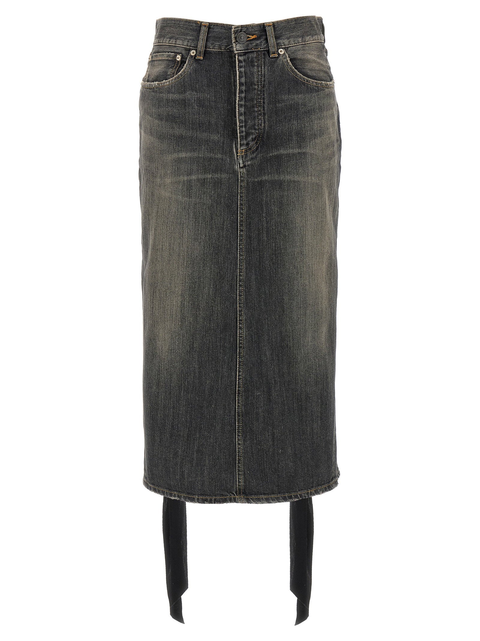 Lace Up Denim Skirt