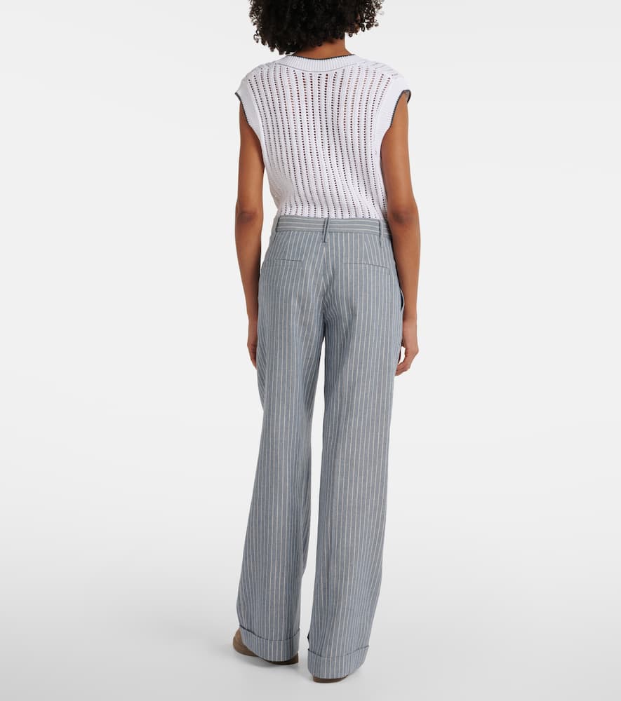 Linen and cotton-blend wide-leg pants