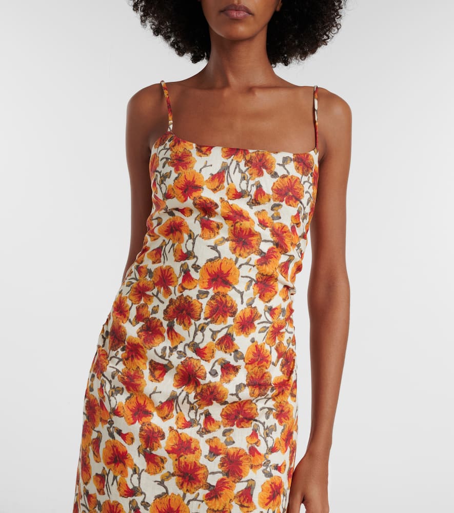 Floral linen midi dress