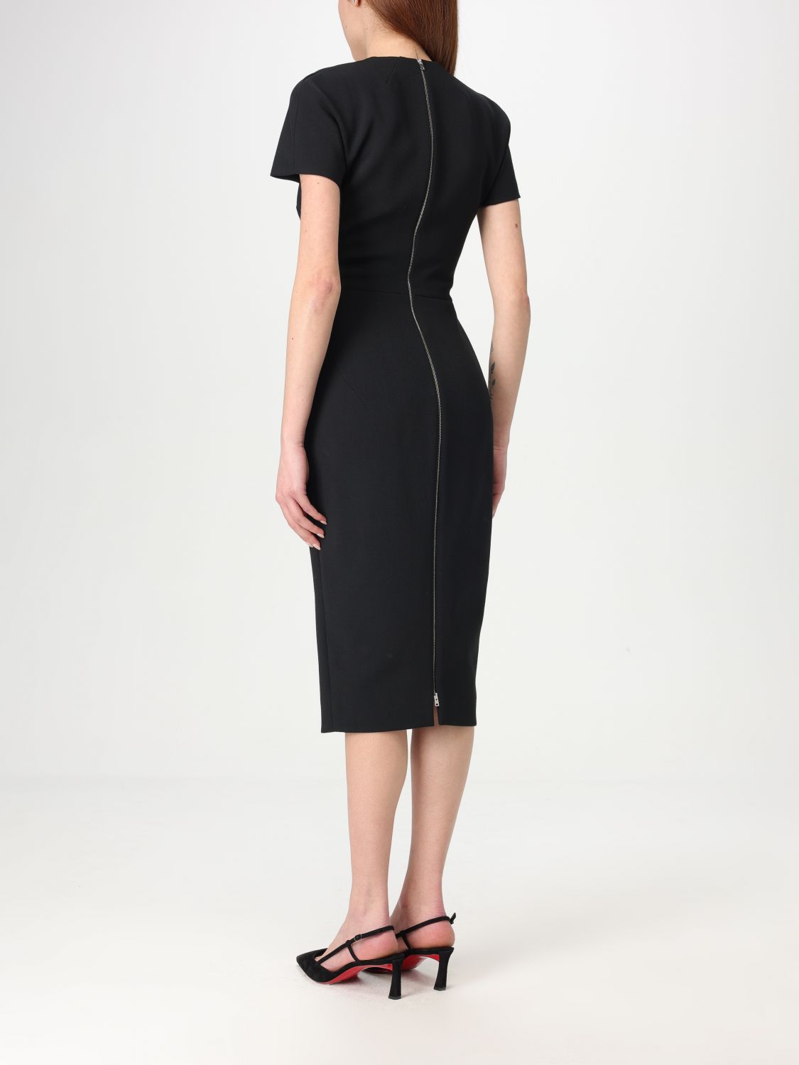 Gabardine-weave midi dress - Red