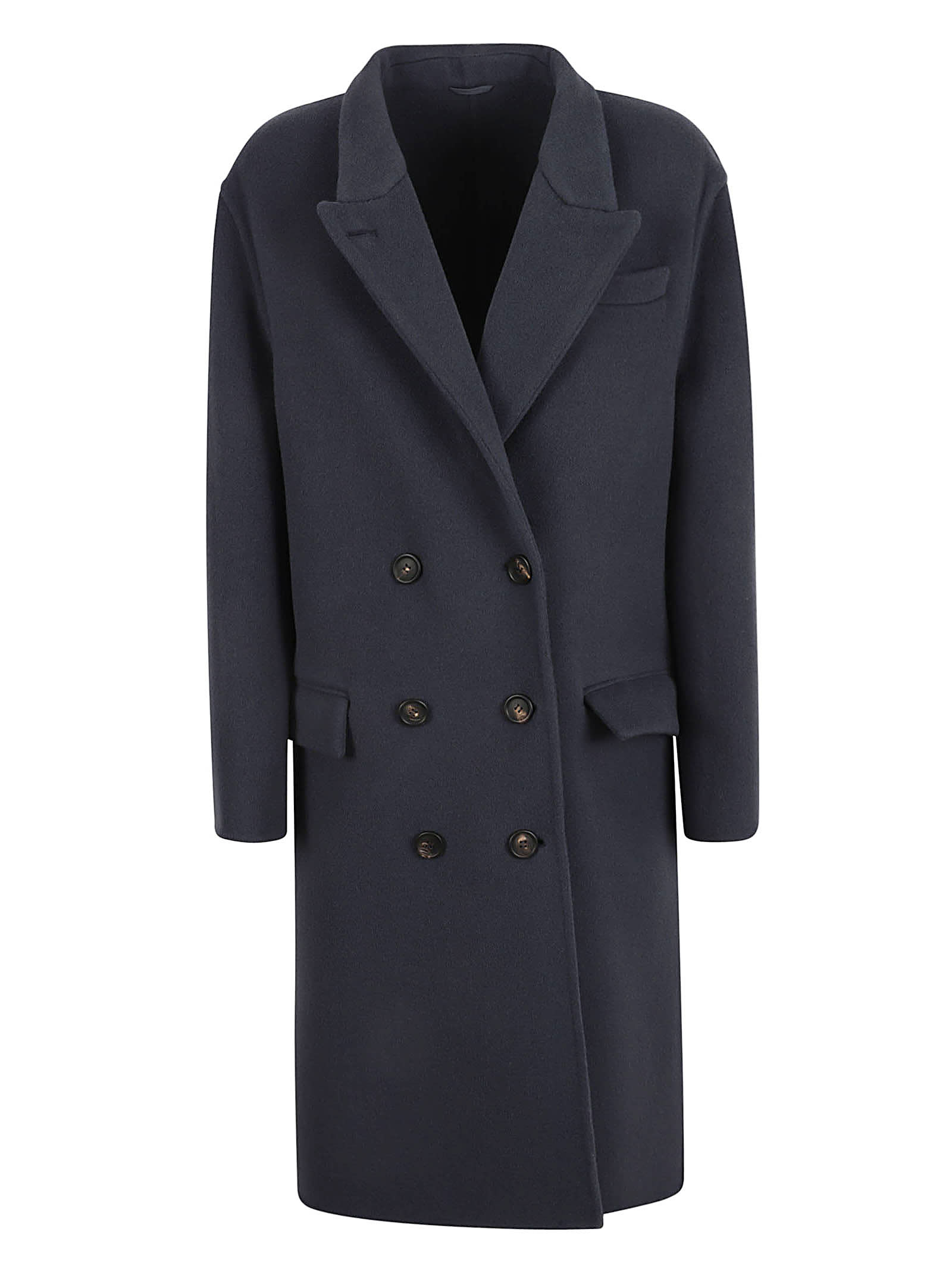 Double-breasted button-fastening coat - Blue