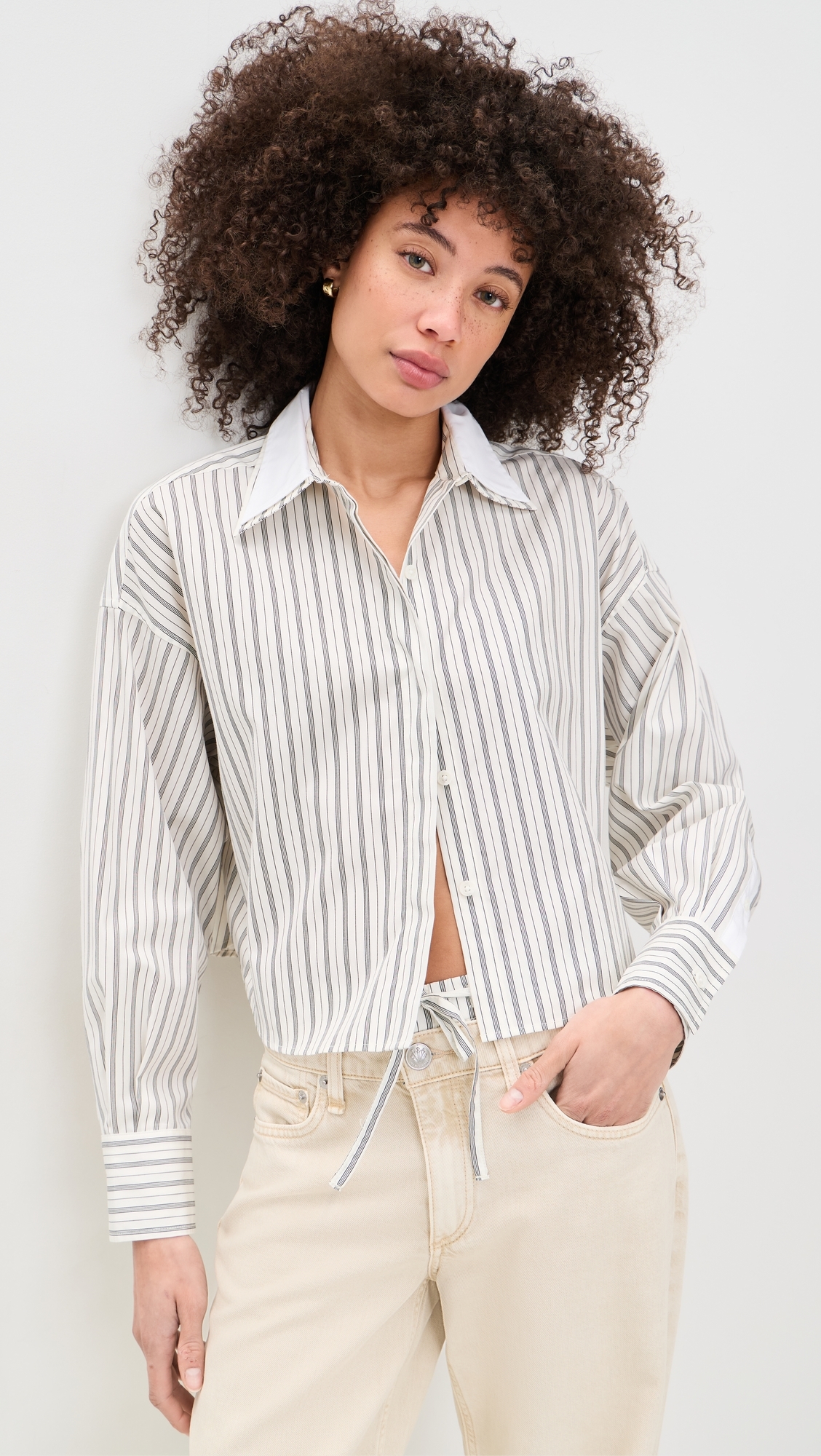Marin Stripe Layered Shirt Cream Stripe