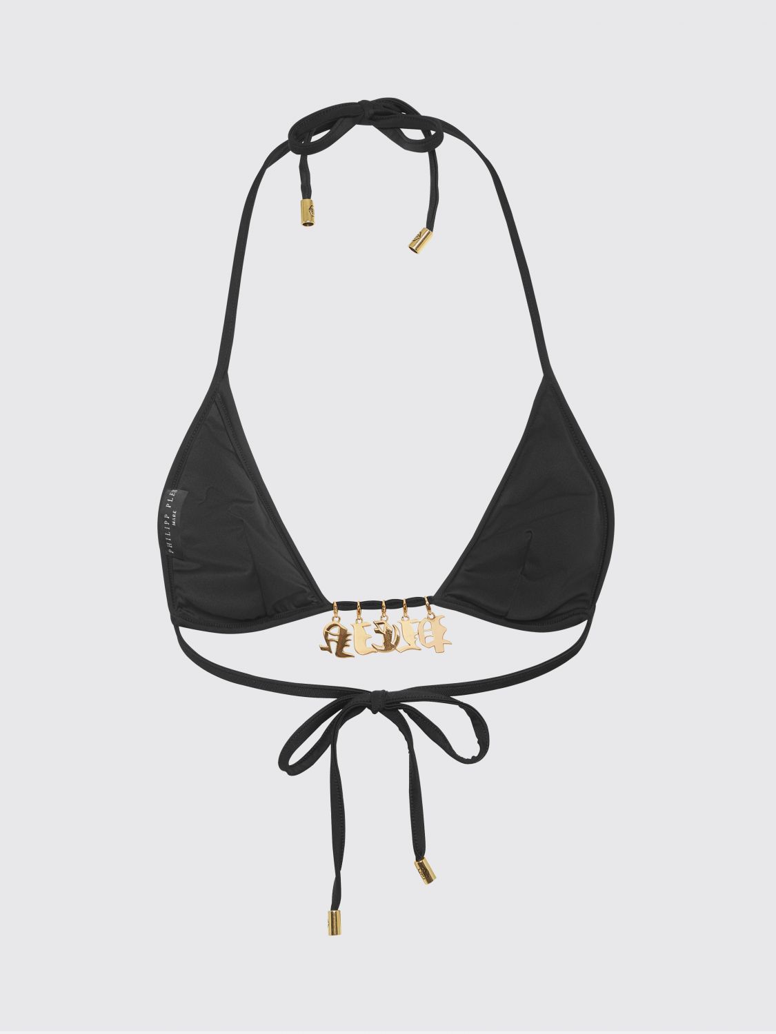 Philipp Plein charm-detail triangle bikini top - Black