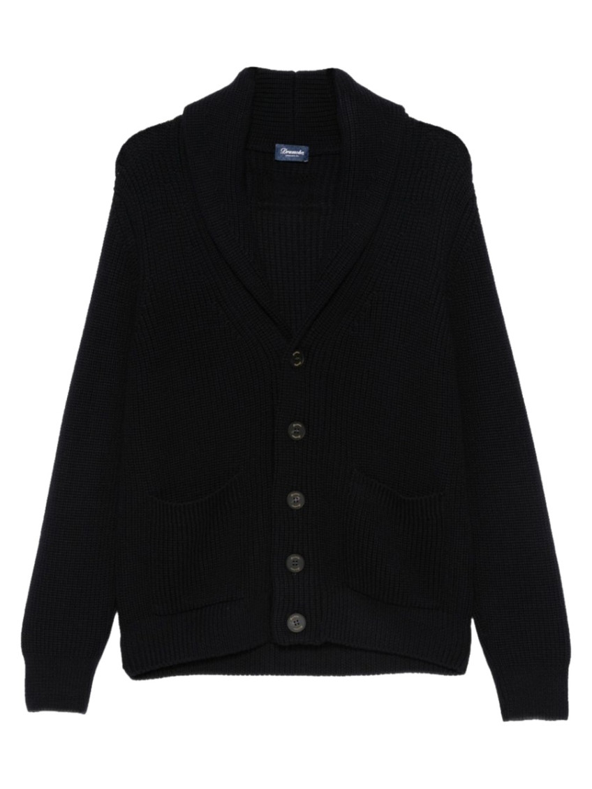 Drumohr - jacket shawl collar front pockets ribbed cuff