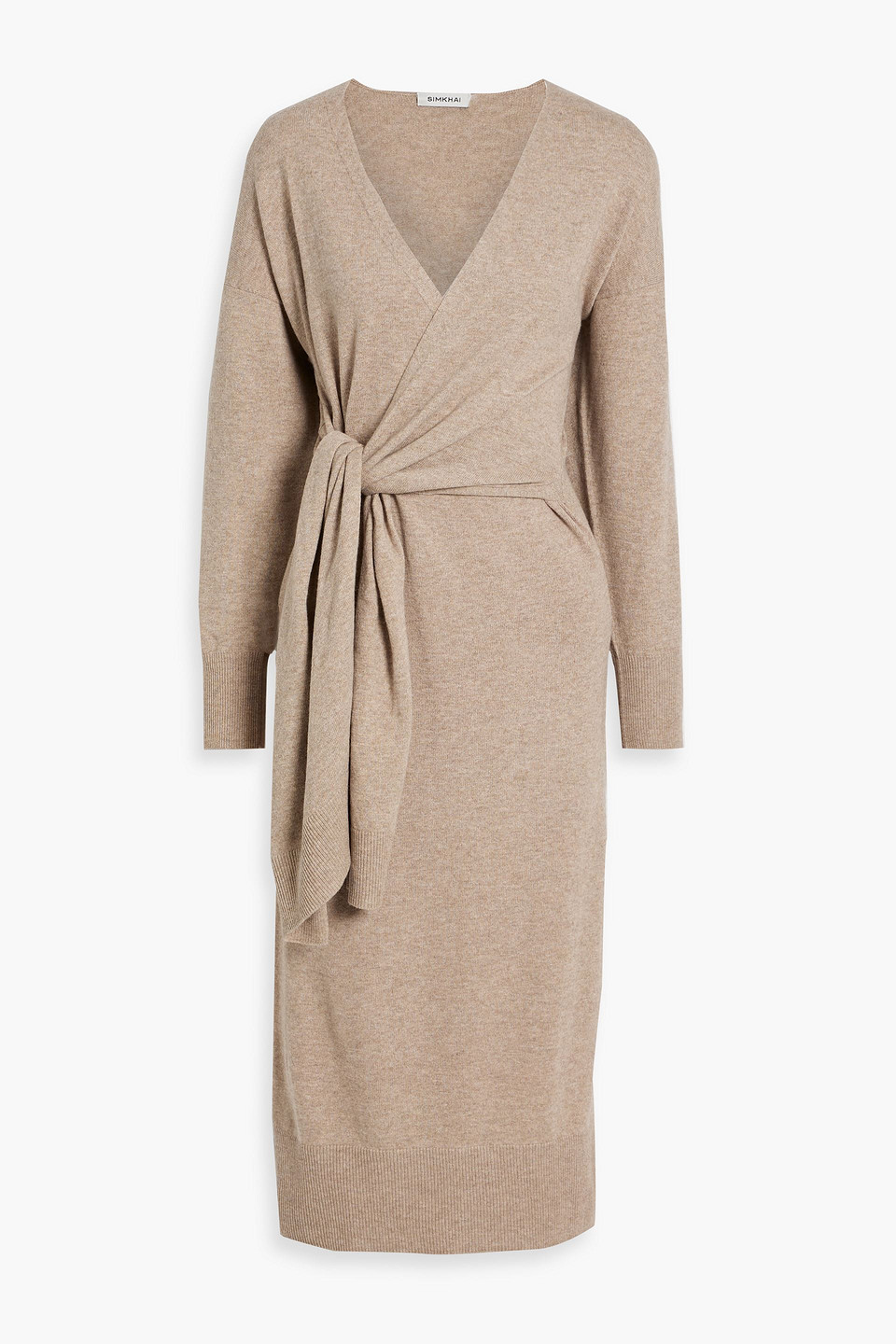 Skyla wrap-effect knitted midi dress - Neutral - XS