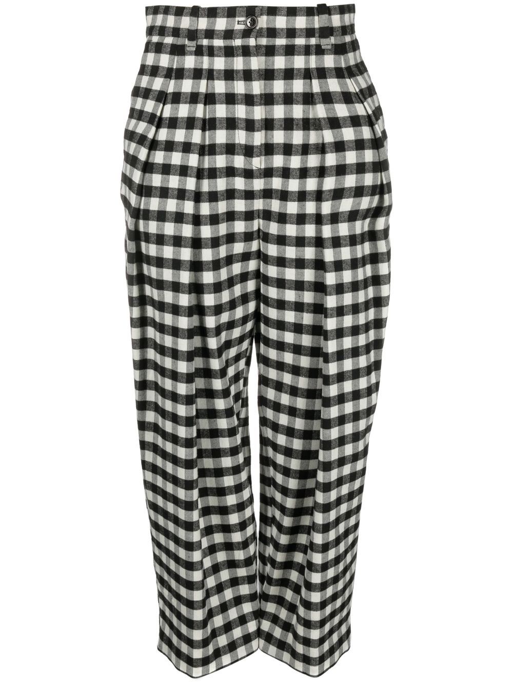 Checkerboard-print culotte-length trousers - Black