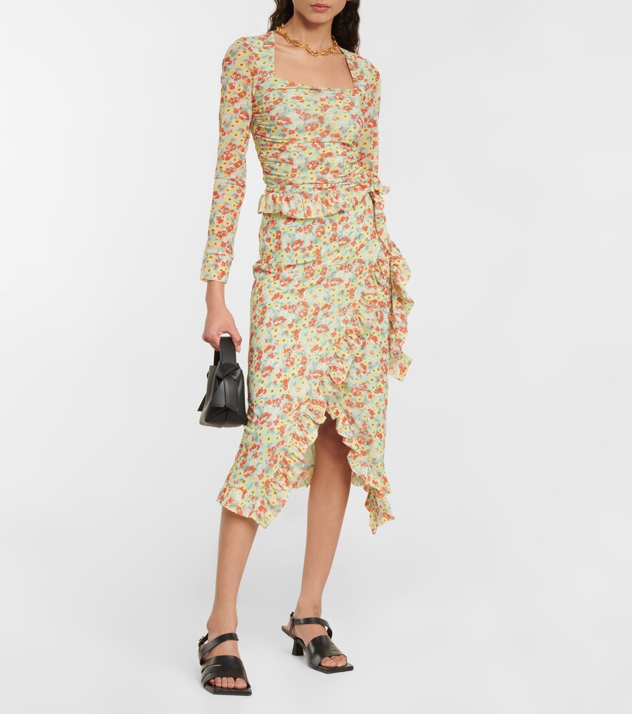 Ganni Floral-print wrap midi skirt
