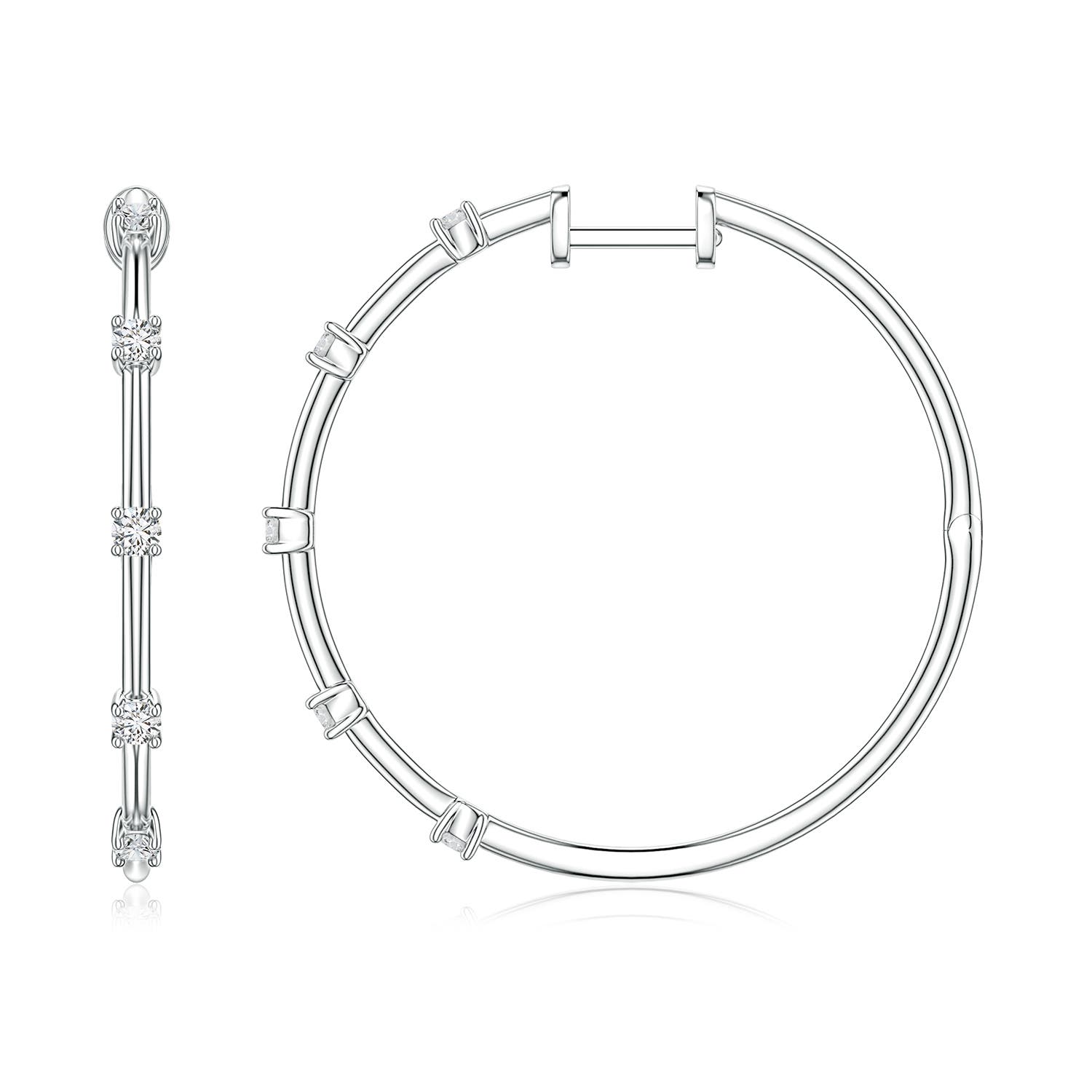Angara 0.35 CTW Round Diamond Five-Stone Station Hoop Earrings in 14K White Gold