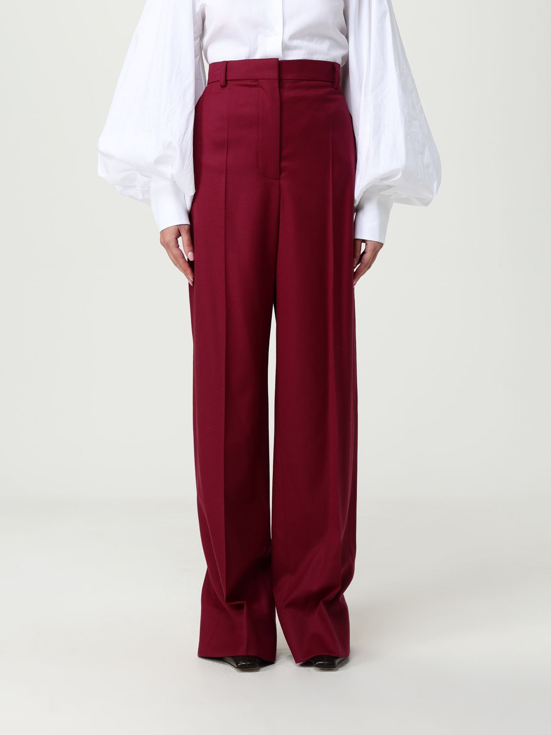 Wool high-waisted tailored trousers - Purple