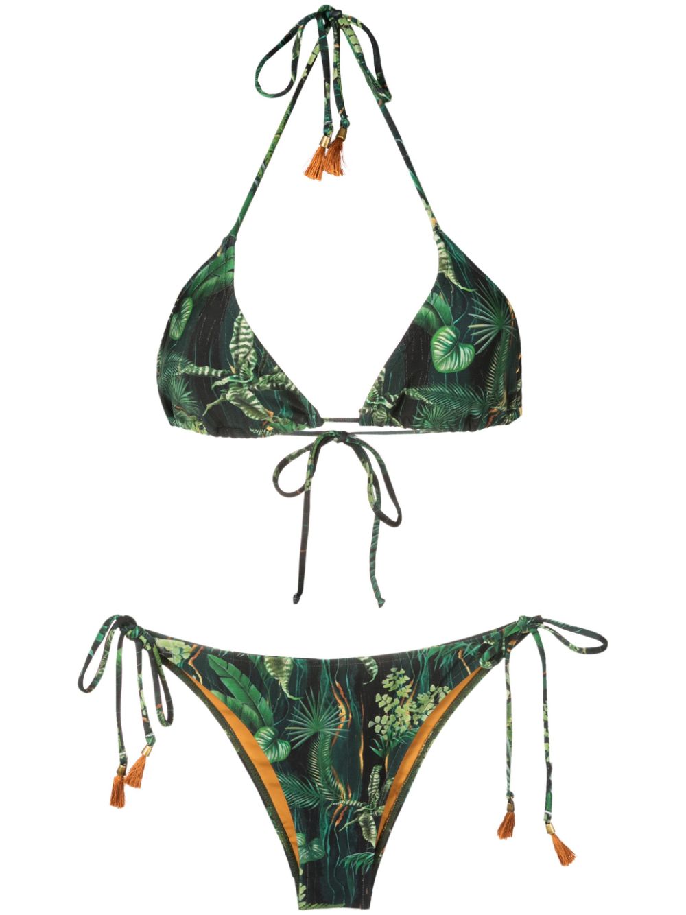 Maya leaf-print triangle bikini - Green