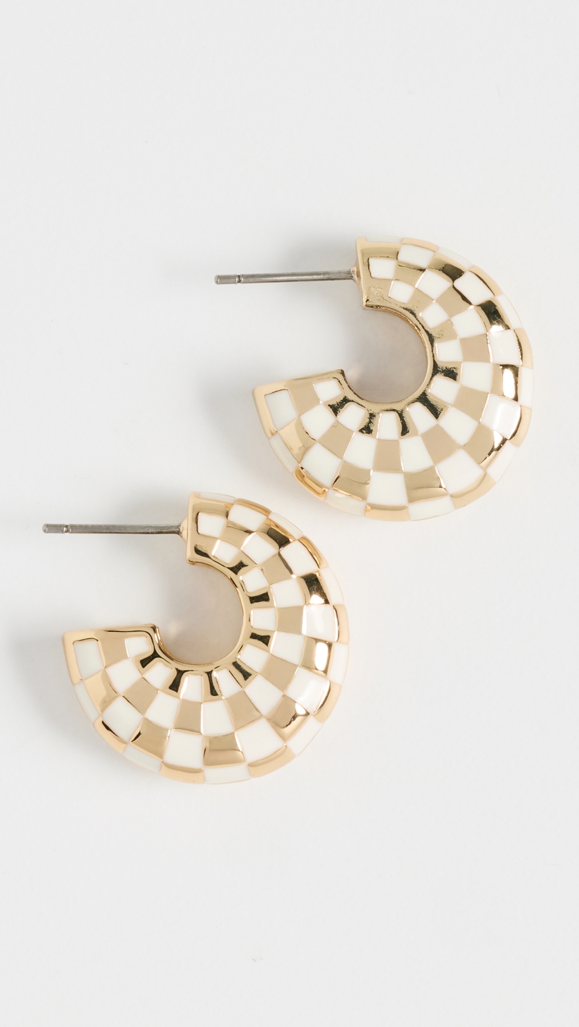 Le Hoop Earrings Gold/Cream Checker One Size