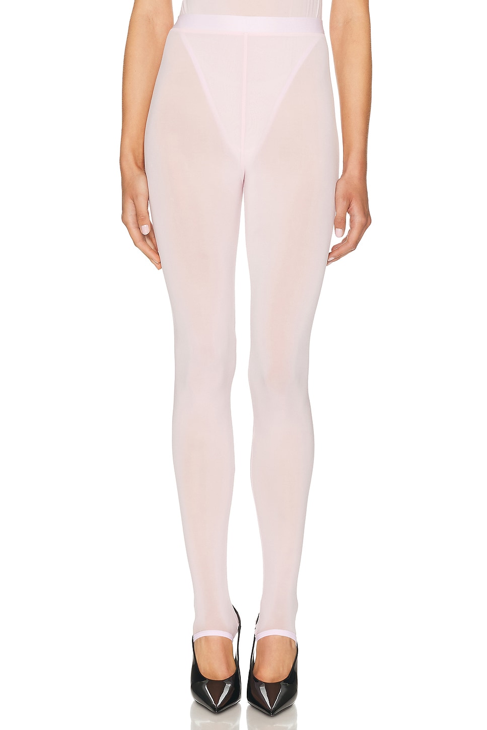 WARDROBE.NYC Sheer Stirrup Legging in Blush - Blush.  XXS also in M, S