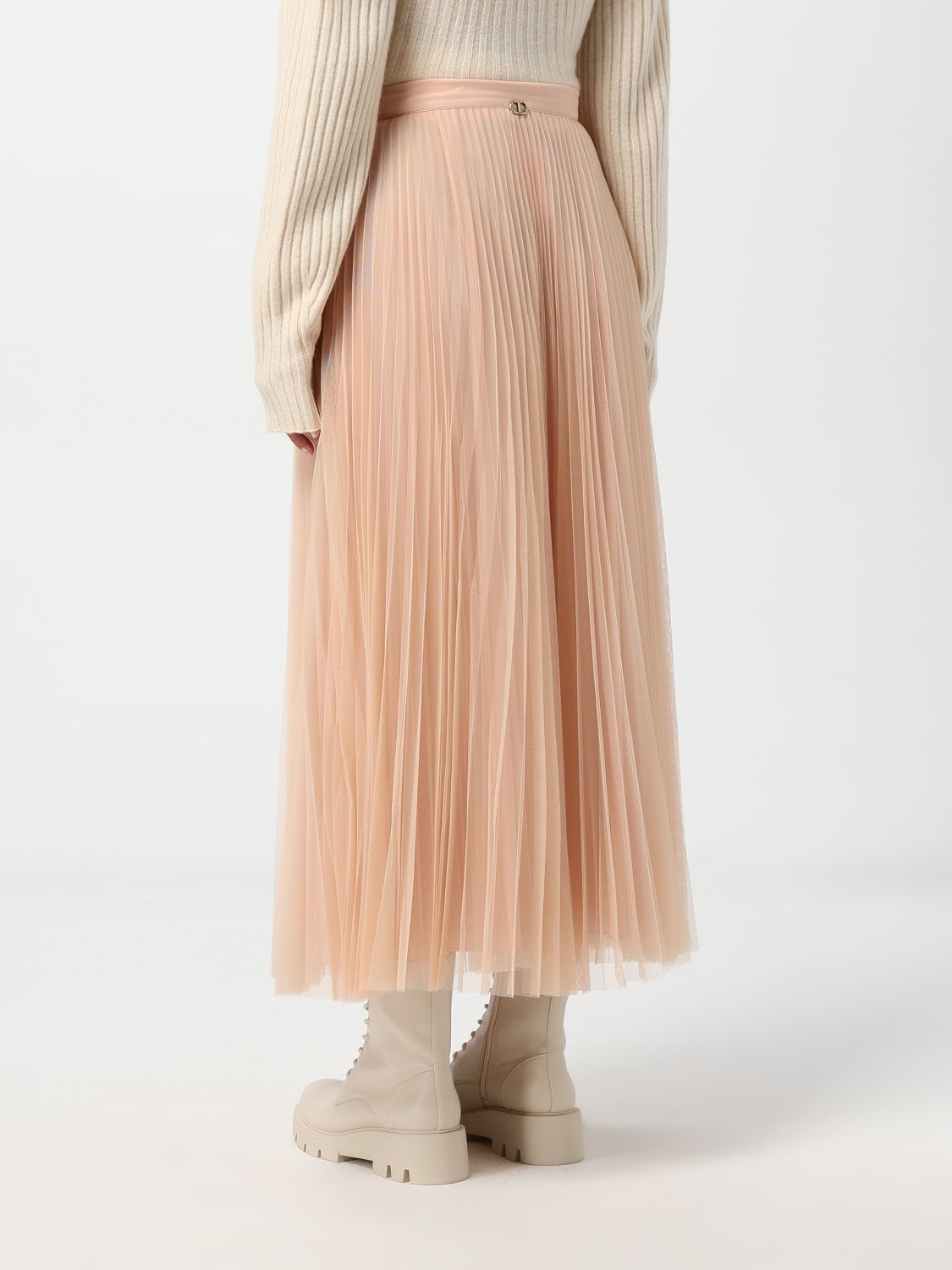 Logo-plaque midi skirt - Neutrals