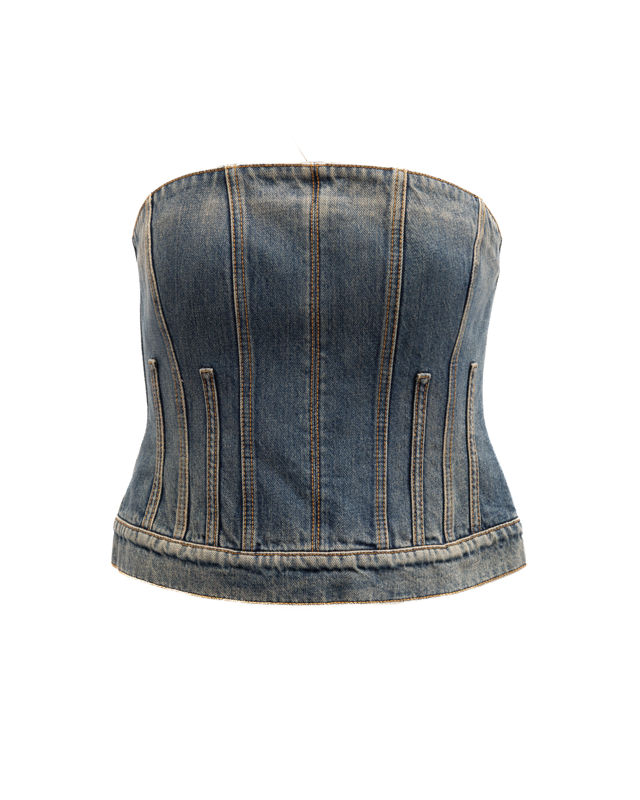 Denim Corset-Construction Jacket — Blue