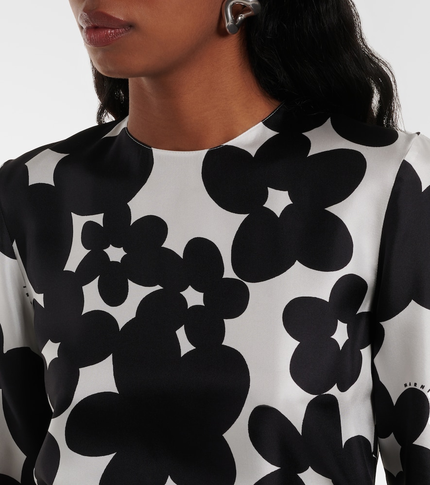 Printed silk midi dress