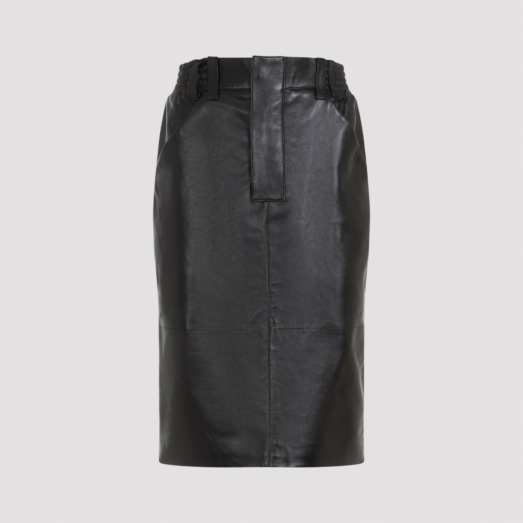Chic Lambskin Midi Skirt