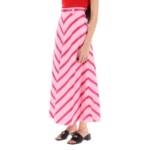 Stripe-print A-line shaped skirt - Pink