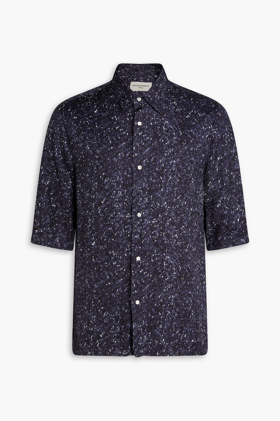 Eloi printed twill shirt - Blue - XL