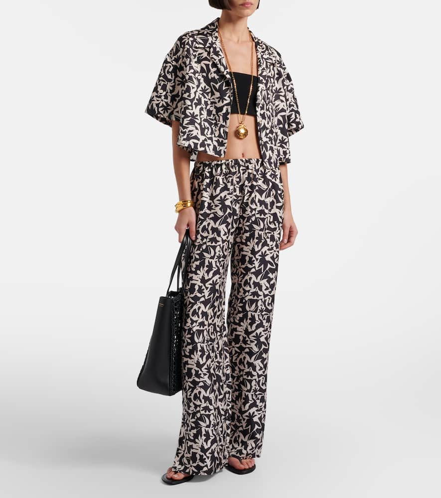 Loreto printed silk twill wide-leg pants
