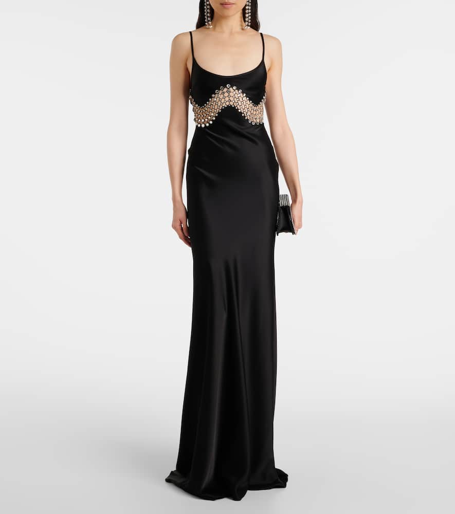 Embellished satin gown
