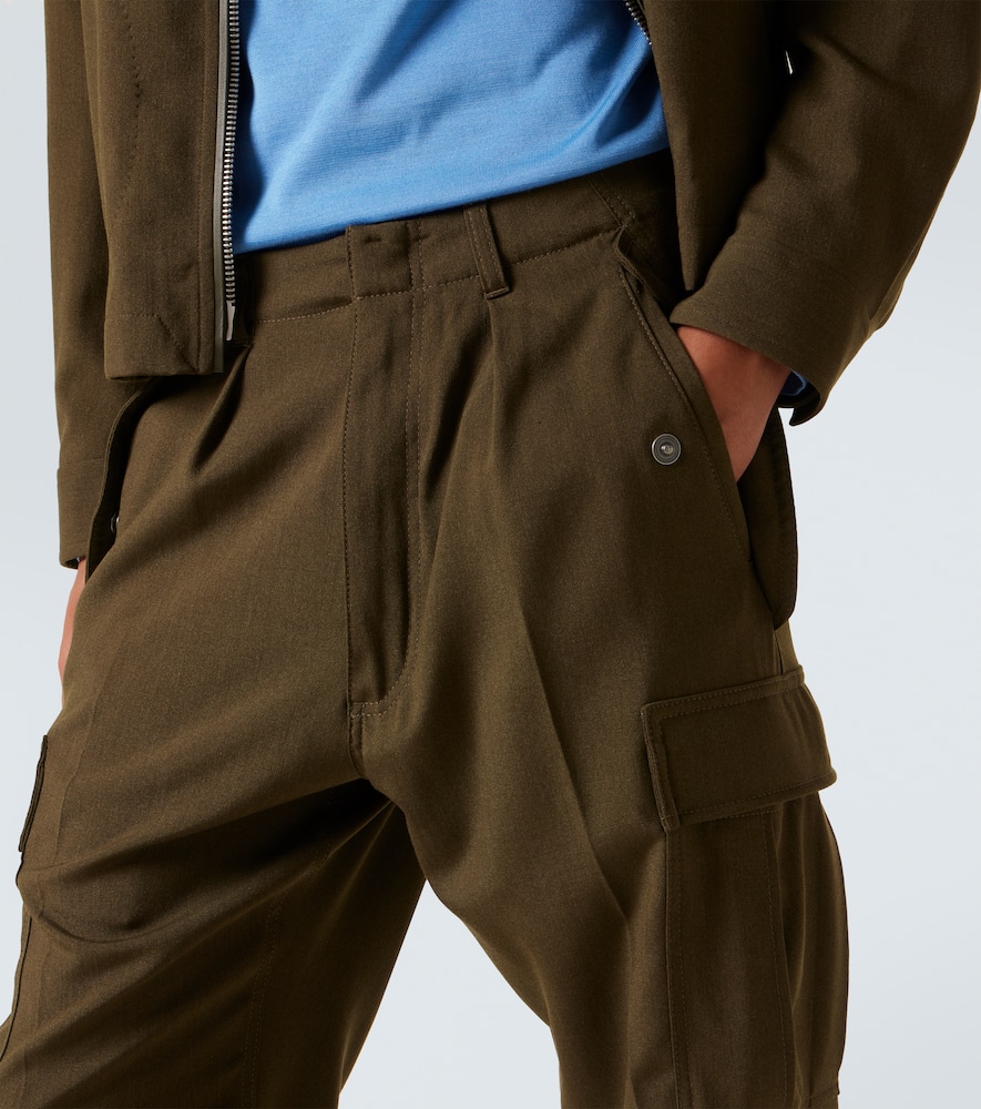 Wool, cashmere, and silk cargo pants