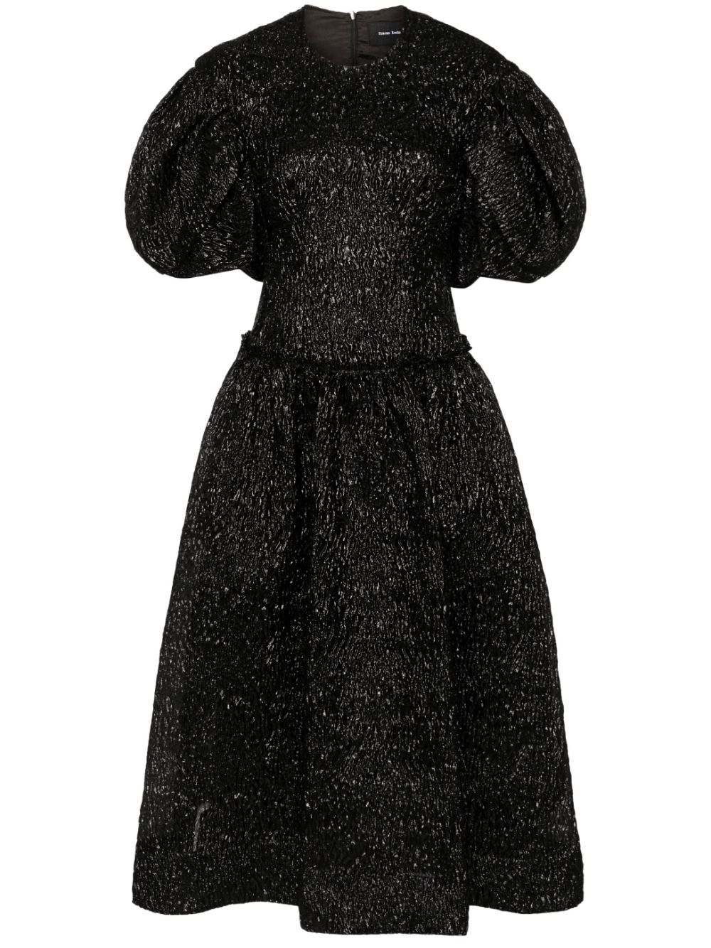 Crinkled midi dress - Black