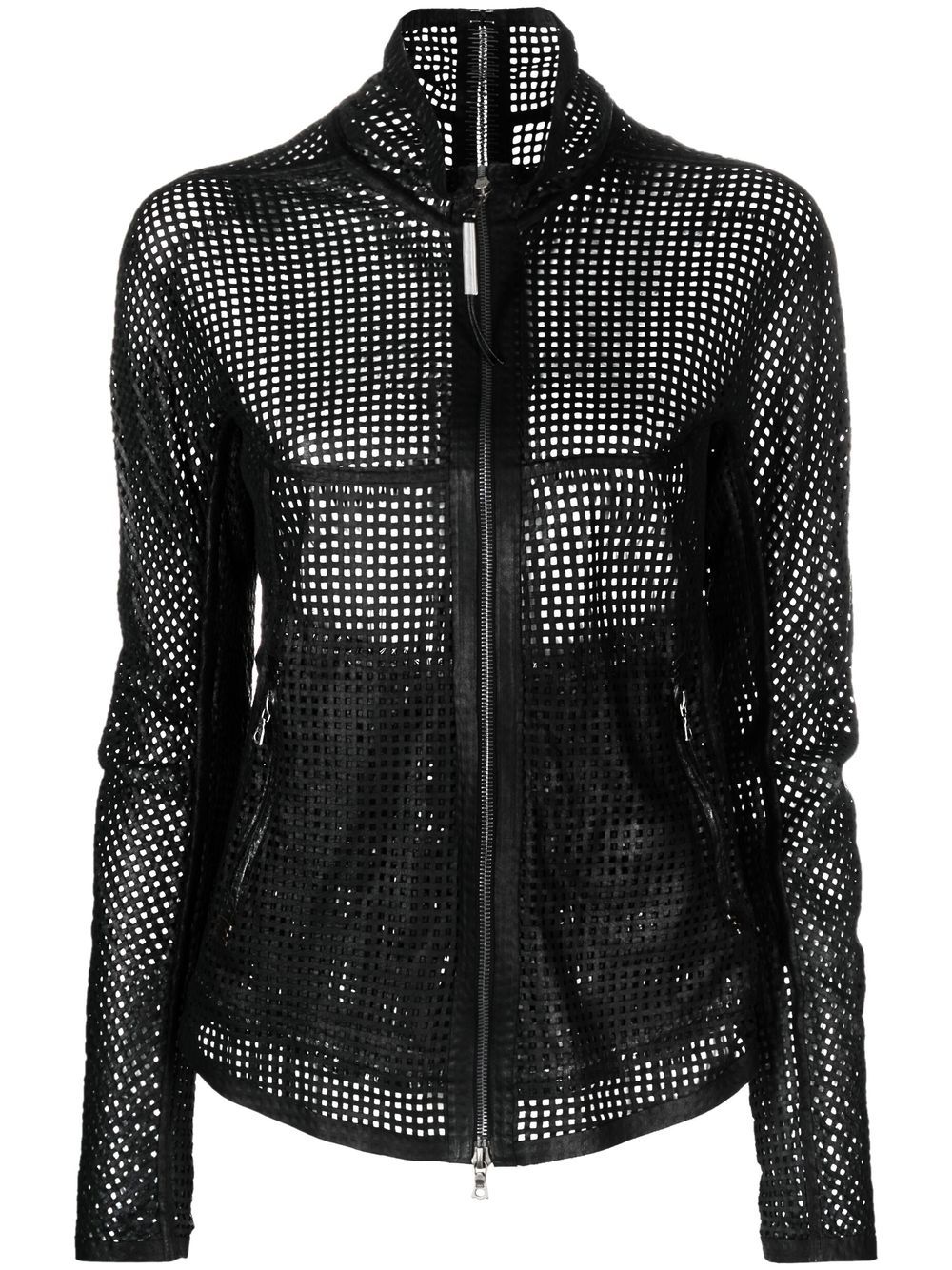 Sheer mesh zip-up jacket - Black