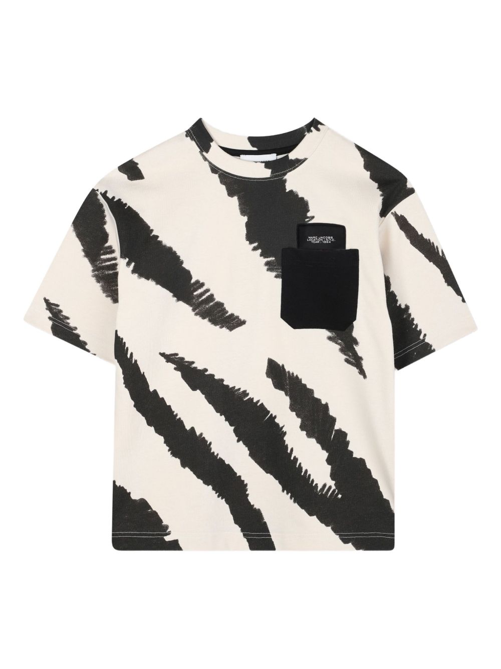 Zebra-print pocket-detail T-shirt - Neutrals